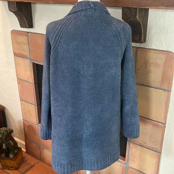 Barefoot Dreams Blue Diagonal Stripe Plush Open Cardigan, size S - Picture 7 of 11
